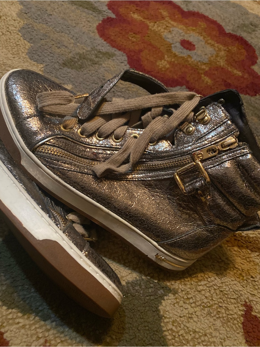 Michael Kors Metallic Silver High-Top Sneakers
